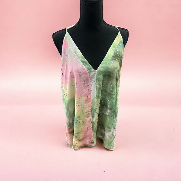 Adrienne Tops - Adrienne camisole in pink and green with metallic accents- NWOT-bundled